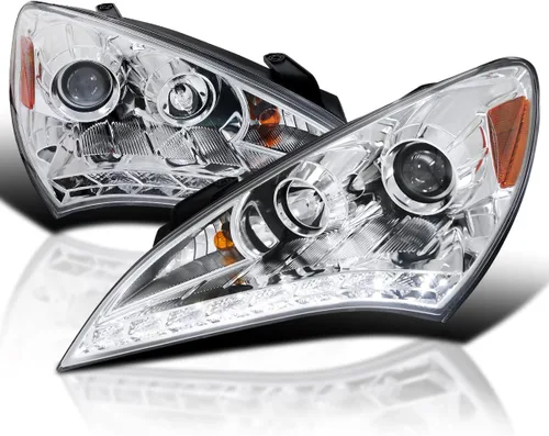 SPEC-D TUNING Faros LED de proyector de cromo estilo compatible con Hyundai Genesis 2010-2012 de 2 puertas Coupé, conjunto de faros izquierdo +