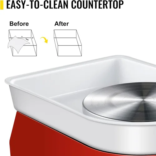 Miniatura 8 de VEVOR Rueda de Cerámica 25cm Máquina Formadora de Cerámica 350W Rueda de Cerámica Eléctrica con Pies Ajustables, Pedal de Palanca, Herramienta