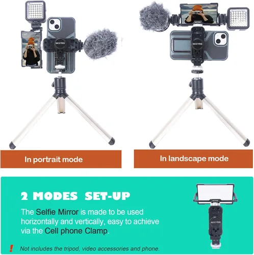 Miniatura 6 de NICEYRIG Plus - Kit de espejo para selfie con soporte de trípode de aluminio para iPhone 14/13/12/11 Pro, Pro Max, SE aplicable para YouTube Live
