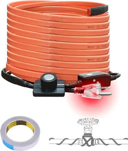 Miniatura 19 de Cupohus Cinta térmica para tuberías de agua con termostato de 6 pies, protección contra congelación, cable de rastro de calor autorregulable