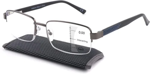 Miniatura 8 de Missfive Gafas de Lectura Multifocales Premium para Hombres con Bloqueo de Luz Azul, Marco de Metal Progresivo con Bisagra de Resorte Irrompible