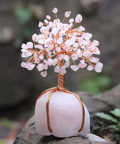 Miniatura 38 de Crocon Árbol de la vida de cristal de cuarzo transparente, chakra para energía positiva, decoración de Feng Shui, árbol bonsái de dinero con piedras