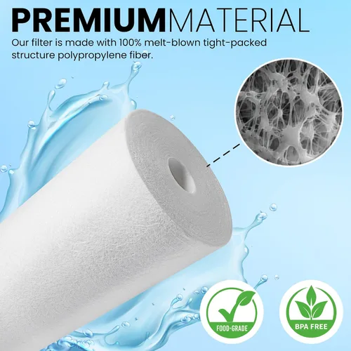 Miniatura 3 de Metpure Filtro de sedimentos de 4.5 x 10 pulgadas - Cartucho de filtro de agua de polipropileno fundido fundido de 5 micrones para toda la casa.