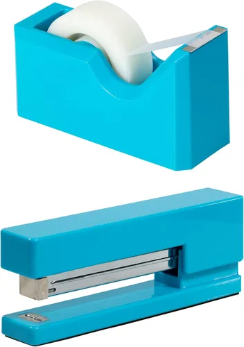 Miniatura 26 de JAM PAPER Juegos de oficina y escritorio, 1 grapadora y 1 dispensador de cinta, azul marino, paquete de 2