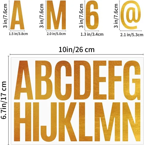 Miniatura 6 de 18 hojas de calcomanías autoadhesivas de 3 pulgadas con purpurina dorada, calcomanías de números del alfabeto, calcomanías de letras grandes