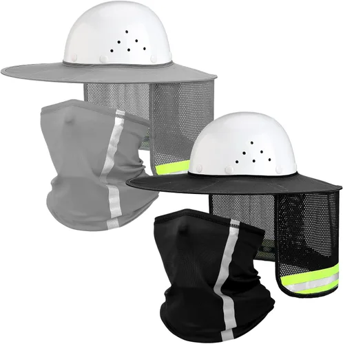 SATINIOR 4 unidades de sombrero duro para sombrero de alta visibilidad, visera de sol y polaina para el cuello con tira reflectante, accesorios para