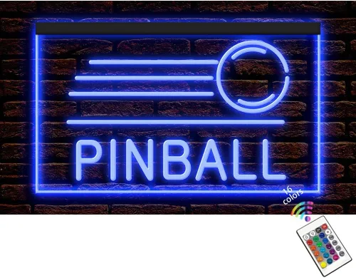 230045 Pinball Game Room Man Cave Decoración para el Hogar Pantalla LED Letrero de neón (12 x 8 pulgadas, 16 colores por control remoto)
