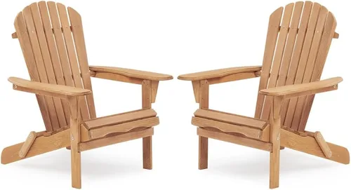 Miniatura 12 de Solid Wood Folding Adirondack Chair for Outdoor Patio Garden Deck Lounge - Comfortable Wooden Lawn Chair with Wide Armrests
