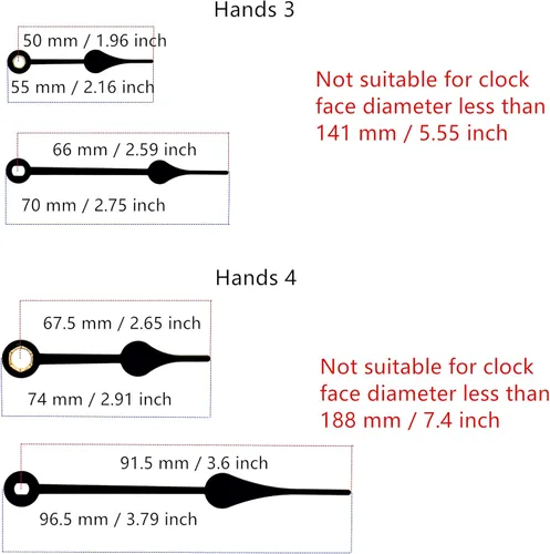 Miniatura 5 de Repuesto de reloj de cuarzo de pared para manualidades, incluye las agujas, 12888, con pilas, piezas de repuesto Negro