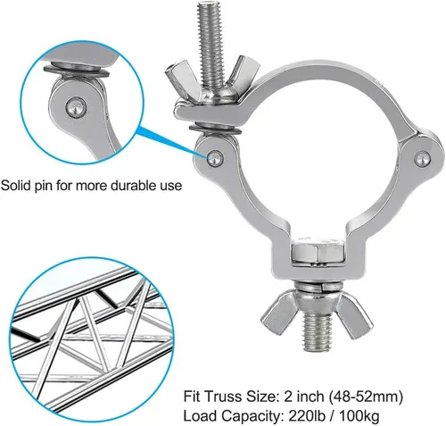 Miniatura 2 de Abrazaderas de luz de aluminio – 8 piezas de alta resistencia 220lb LED par luz de cabeza móvil haz de haz de punto o abrazadera, apto para tubo