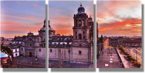 Miniatura 12 de Arte de pared con bandera de México para sala de estar, pintura de pared con textura envejecida y colorida de la bandera de México, 3 piezas