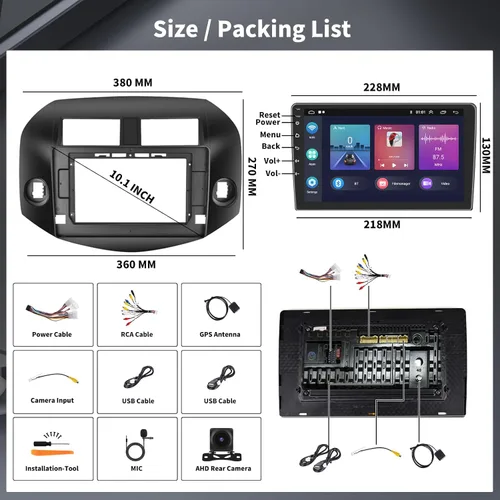 Miniatura 8 de [4+128G] Android 15 Estéreo para automóvil para Toyota RAV4 2007-2012, Hikity 10 pulgadas pantalla táctil en celda RAV4 Radio inalámbrica Carplay