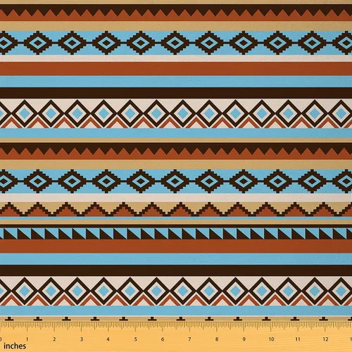 Miniatura 22 de Feelyou Tela Geométrica Bohemia por Yarda, Tela de Tapicería Étnica a Rayas Bohemia para Sillas, Tela Decorativa de Tradición Retro para Tapicería