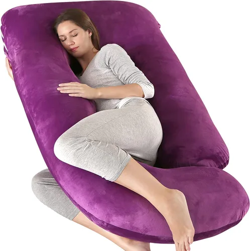Miniatura 9 de Elover Almohada de embarazo imprescindible para el embarazo, almohada de apoyo de maternidad de cuerpo completo para mujeres embarazadas con funda