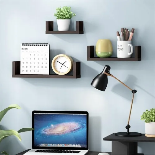Miniatura 2 de FURINNO Estantes flotantes montados en la pared Indo, Espresso