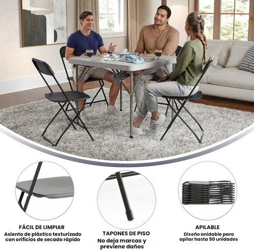 Miniatura 5 de Flash Furniture Hercules - Juego de 10 sillas plegables de plástico resistentes para interiores y exteriores, sillas apilables comerciales plegables