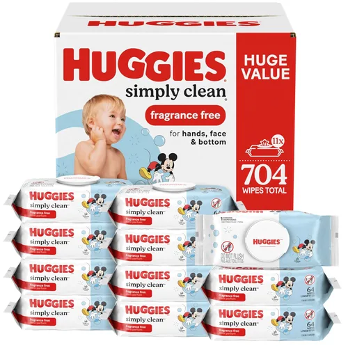 Miniatura 11 de Huggies Simply Clean Toallitas para Bebé Sin Fragancia, 1 Paquete con Tapa Abatible (64 Toallitas en Total), el Empaque Puede Variar
