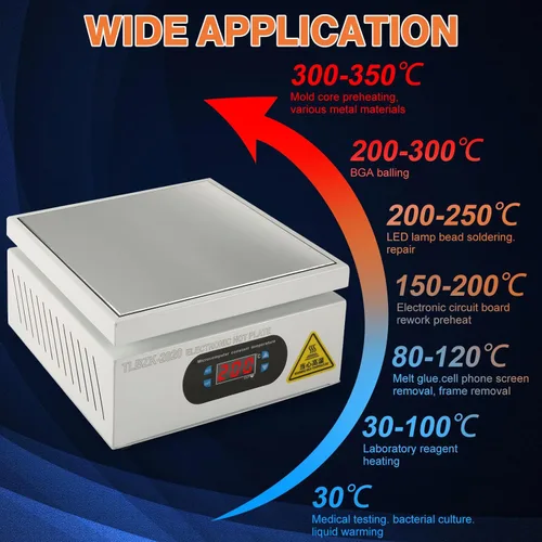 Miniatura 5 de placa caliente de la estación de soldadura de 700W 110V, laboratorio eléctrico del calentador de la reanudación del precalentamiento