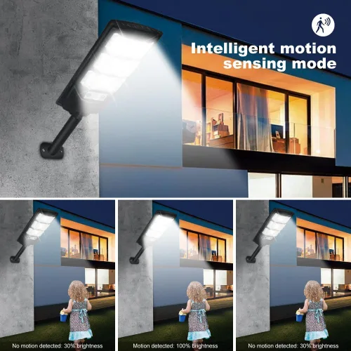 Miniatura 5 de Paquete de 2 luces solares para exteriores, 144 LED de 6500 K del anochecer al amanecer, luz de calle alimentada por energía solar IP65 impermeable