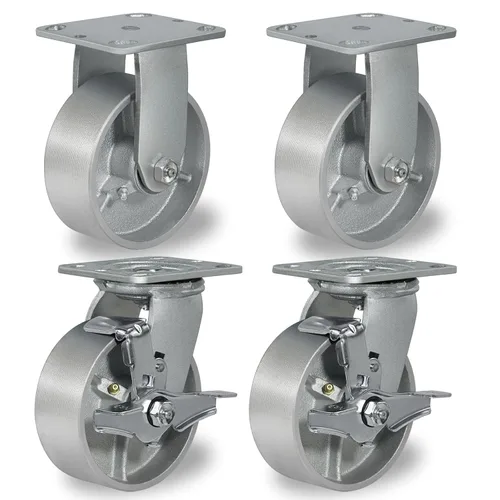 Miniatura 41 de Ruedas giratorias de 4 x 2 pulgadas, ruedas industriales resistentes, ruedas giratorias con rodamiento de rodillos - Ruedas de hierro fundido