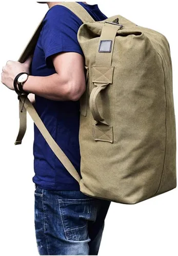 Miniatura 7 de Bolsa de escalada de viaje de gran capacidad, bolsa de lona militar táctica de carga superior de doble correa mochila de lona