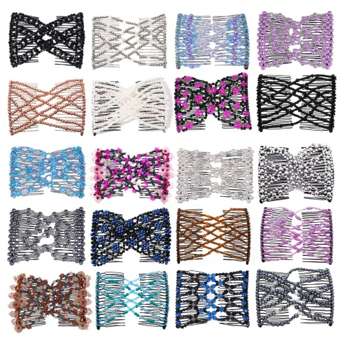 Miniatura 3 de 12 peines laterales mágicos para el cabello, con cuentas, elásticos, doble cara, clips para hacer moños, accesorios para el cabello para mujeres