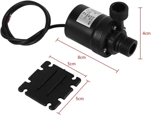 Miniatura 2 de Zerodis DC 24V Bomba de circulación de agua solar, motor silencioso sin escobillas, sumergible, negro, industrial, 800L/H, cabeza de 5M, plástico ABS