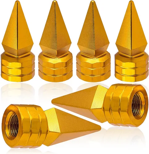 Miniatura 52 de 4 piezas de tapas de válvula de rueda con forma de punta, válvula de rueda de aleación de aluminio con punta, tapas de aire universales a prueba