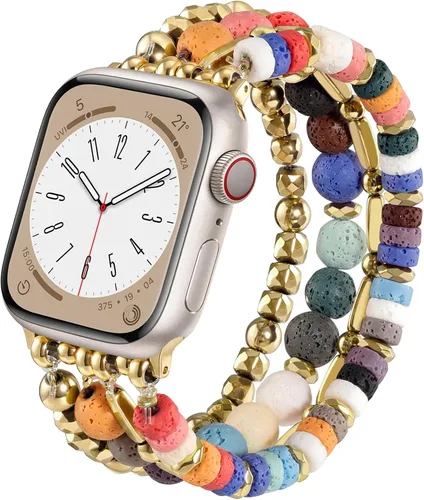 Miniatura 16 de VISOOM Pulsera de cuentas boho compatible con Apple Watch Band de 40 mm/38 mm/41 mm/42 mm Series 11 10 9 8 7 SE Series 6/5/4; correa de reloj