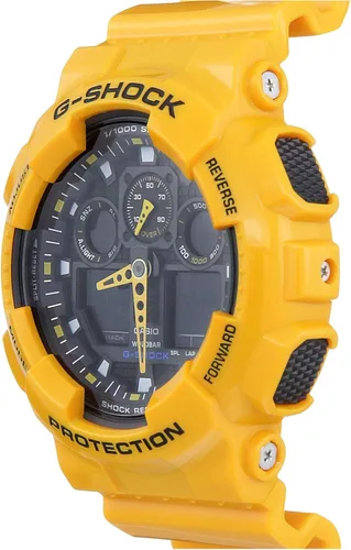 Miniatura 3 de Casio Reloj G-Shock GA100A-9A para hombre NegroAmarillo Reloj de cuarzo cronógrafo
