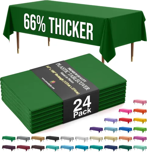 Miniatura 81 de Exquisite 66% Thicker Premium Plastic Table Cloth Rectangle Table Cover 0.5 Mil 6 Pack Aqua Table Cloth 54 Inch x 108 Inch Disposable Tablecloth