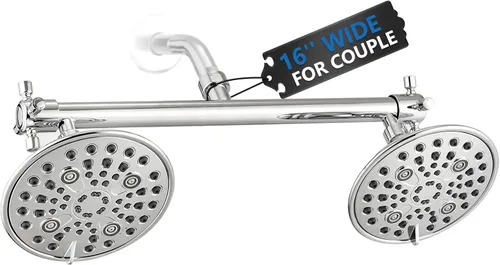 Miniatura 8 de Proox Cabezal de Ducha Doble con Válvula Integrada, Cabezal de Ducha Dual de Alta Presión con 6 Ajustes para Pareja en Baño con Camina o Individual