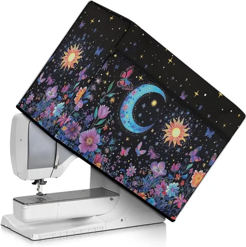 Miniatura 9 de Funda para máquina de coser de mariposas y flores con prácticos bolsillos, funda protectora con asa, para la mayoría de máquinas de coser estándar