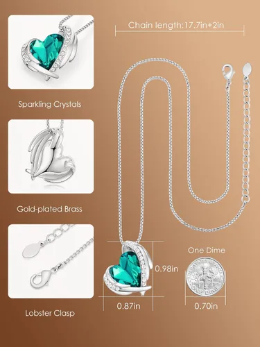 Miniatura 4 de CDE Love Heart Pendant Necklaces for Women Silver Tone Rose Gold Tone Crystals Birthstone Christmas Jewelry Gifts for Women BirthdayAnniversary