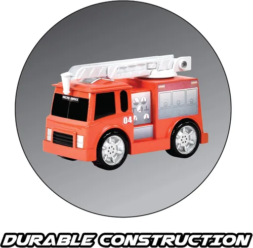 Miniatura 4 de Sunny Days Entertainment Vehículos Micro Mini City - Juego de autos y camiones de juguete de rescate para niños Camión de bomberos helicóptero