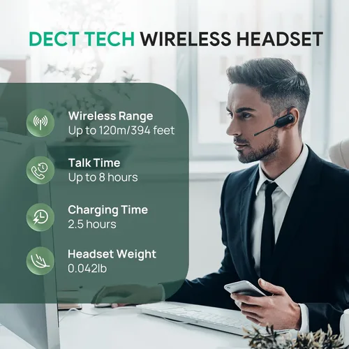 Miniatura 5 de Yealink WH67 Auriculares Inalámbricos DECT Actualizados, Certificados para Teams, Compatible con Teléfono de Escritorio, PC, Teléfono Móvil