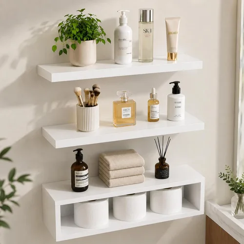 RANK Estantes de baño sobre el inodoro, estantes flotantes montados en la pared, almacenamiento de papel higiénico, estante pequeño de decoración
