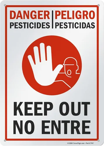 Miniatura 7 de SmartSign Letrero bilingüe "Peligro - Pesticidas, Keep Out" Aluminio de 7 x 10 pulgadas