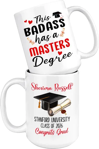 Miniatura 8 de Taza de viaje de graduación personalizada, Trust Me I Have A Master's Degree Destiny - Taza de café blanca, taza de café de graduación de 11 onzas