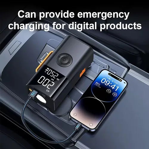 Miniatura 7 de Arrancador de batería de coche de 10000 A (para todo gas o hasta 12L Diesel) Potente arrancador de coche con carga rápida USB dual y salida de CC