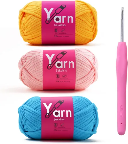 Miniatura 47 de Hilo de Crochet con Hilo de Algodón para Crochet – Hilos de Crochet Tejido para Principiantes con Puntadas Fáciles de Ver – Hilo para Crochet
