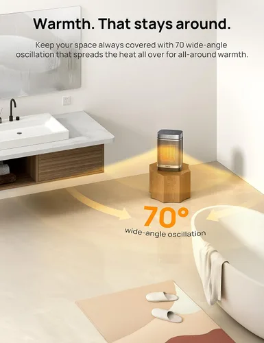 Miniatura 3 de DREO Calentador de espacio para baño e interior, calentador portátil, calentador de cerámica PTC, seguro y silencioso de 1500 W, termostato digital