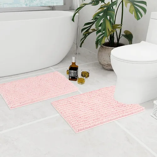 Miniatura 318 de Walensee Alfombra de baño antideslizante (24x17 pulgadas, rosa polvoriento) absorbente de agua, súper suave, lanuda de felpilla, lavable a máquina