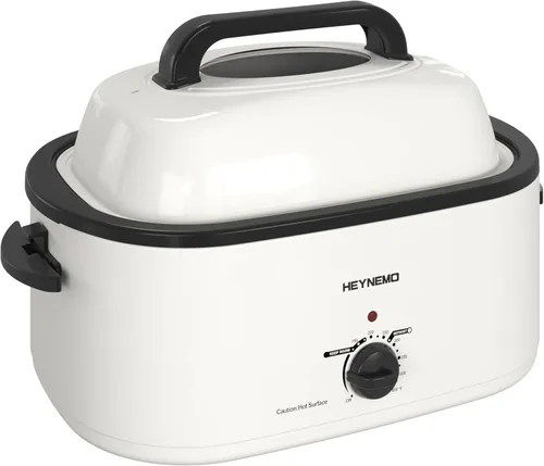 Miniatura 11 de Horno asador eléctrico de 14 cuartos de galón, horno asador de pavo, tapa de autofundación, bandeja extraíble, control de temperatura de rango