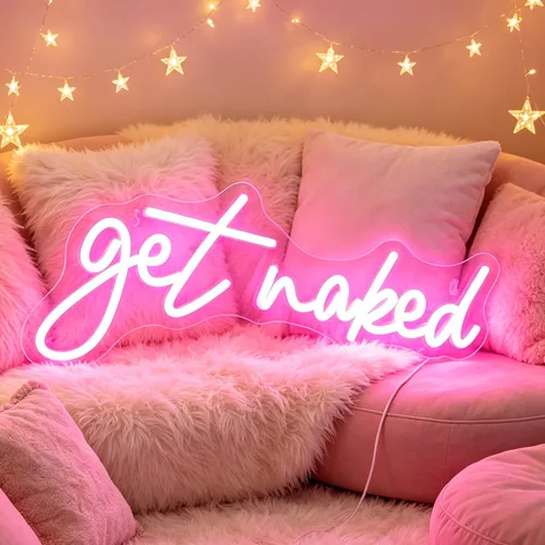 Miniatura 11 de QiaoFei Letrero LED de neón con texto en inglés «Get Nake», luces de neón alimentadas por USB, para habitación, hogar, bar, decoración de pared