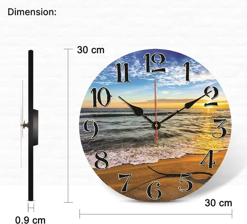 Miniatura 5 de TAHEAT Reloj de pared de mar de playa de 12 pulgadas, decoración náutica moderna de baño, funciona con pilas, relojes de pared silenciosos sin