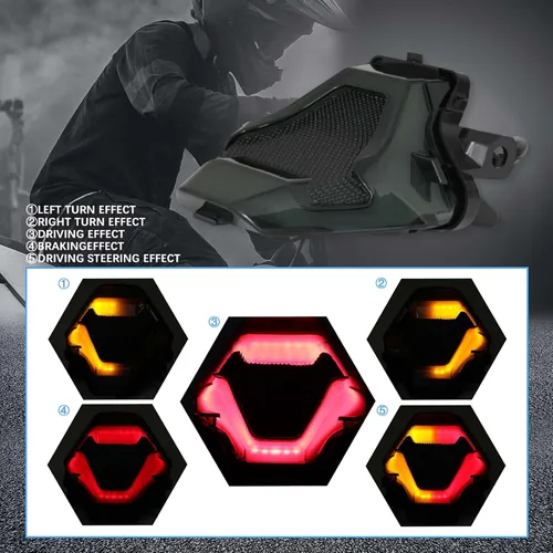Miniatura 5 de JMTBNO Luz Trasera de Freno de Moto con Señales de Giro LED Compatible con Yamaha YZF R3 R25 Y15ZR MT07 FZ07 LC150
