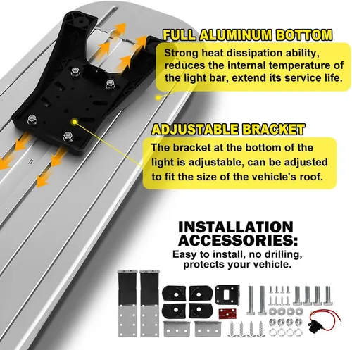 Miniatura 4 de ASPL Barra de Luz Estroboscópica de Emergencia de Perfil Bajo para Techo 204LED de 46" Advertencia Intermitente Peligro de Seguridad Asesor de Ámbar