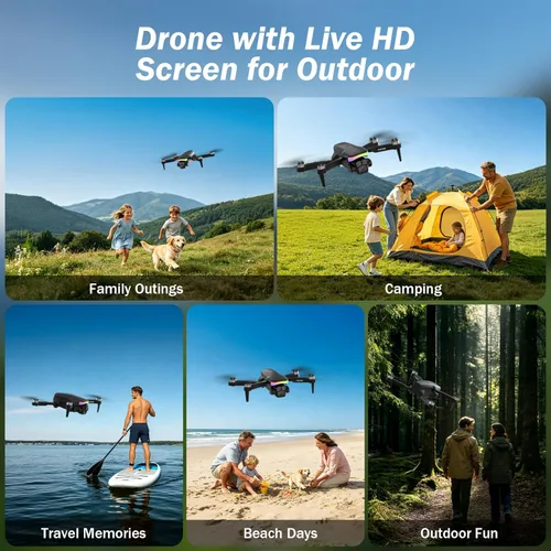 Miniatura 6 de F417PRO Drone con cámara 1080P para adultos y niños, mini dron con pantalla, dron para adultos, lente dual de 90°, luces LED, flujo óptico, batería