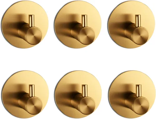Miniatura 5 de Miliocry Paquete de 6 ganchos para toallas de baño, ganchos adhesivos, gancho de pared resistente, resistente al agua, de acero inoxidable
